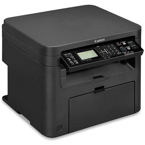 <strong>Pages Per Minute:</strong> This printer can print 24 pages per minute. <br /> <strong>Monochrome Vs. Color:</strong> It&rsquo;s a monochrome laser print so you&rsquo;ll only be able to print black and white. <br /> <strong>Cartridge Details:</strong> For this printer, you&rsquo;ll need to get a Cartridge 137 for replacement ink. <br /> <strong>What Else Can This Printer Do:</strong> You can scan, copy and fax with this Canon. And you can connect different devices wirelessly. <br /><strong>$$$:</strong> <a href="https://fave.co/31jMsVS" target="_blank" rel="noopener noreferrer">Find it for $99 at Walmart</a>.