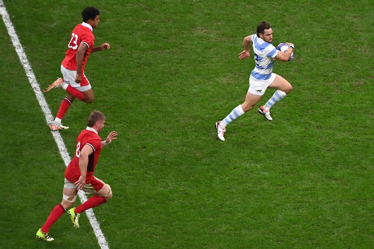 La corrida memorable de Nicolás Sánchez para el try ante Gales, en otro hito de su carrera con el seleccionado argentino