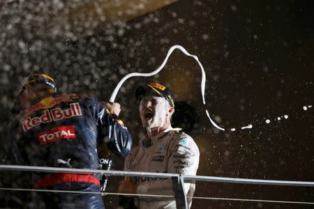 Formula One - F1 - Singapore Grand Prix - Marina Bay, Singapore - 18/9/16. Mercedes' Nico Rosberg of Germany celebrates after winning the race. REUTERS/Edgar Su