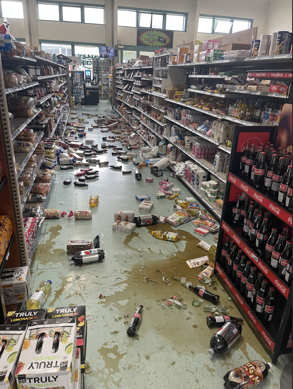 A 6.2 magnitude earthquake in California caused bottles to shatter in a local grocery store