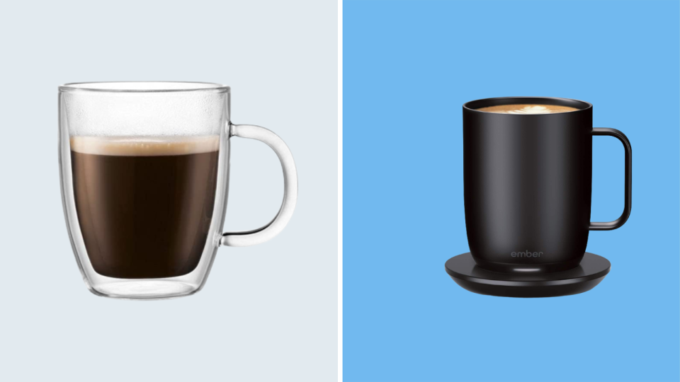 There are many beautiful mugs to choose from when drinking your coffee at home.