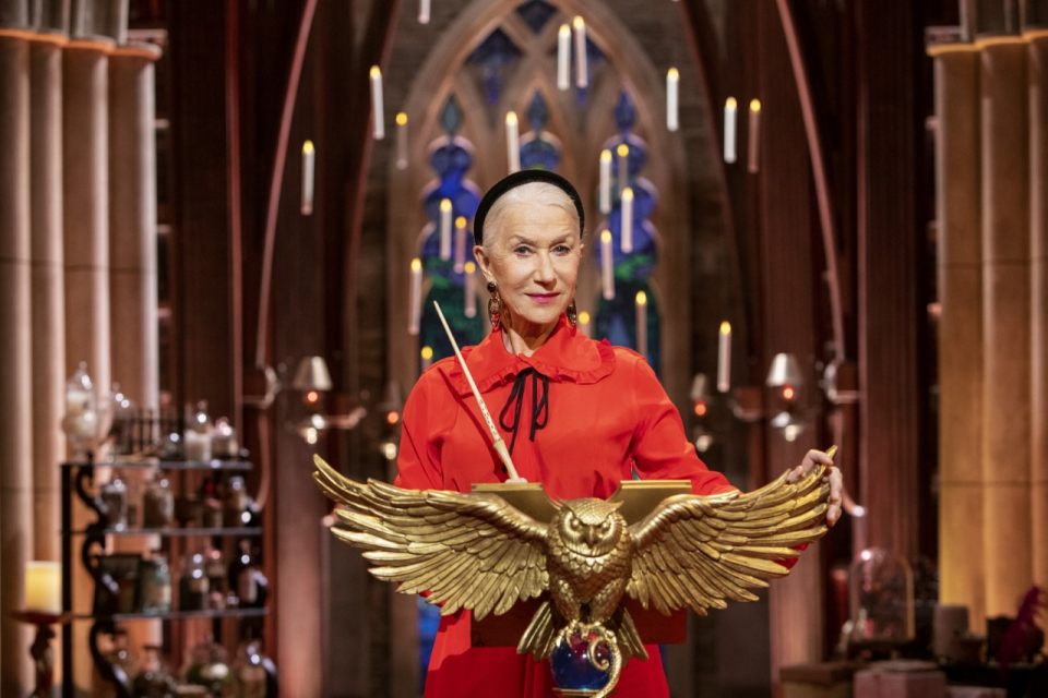 Oscar winner Dame Helen Mirren hosts the four-episode trivia competition "Harry Potter: Hogwarts Tournament of Houses," premiering 8 p.m. Nov. 28 on TBS and Cartoon Network.