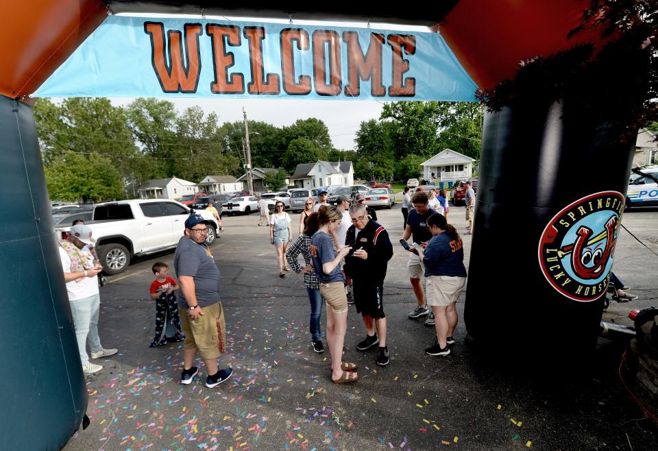 Fans come into the stadium for the opening home debut of the Springfield Lucky Horseshoe baseball team Saturday June 4, 2022. [Thomas J. Turney/ The State Journal-Register]