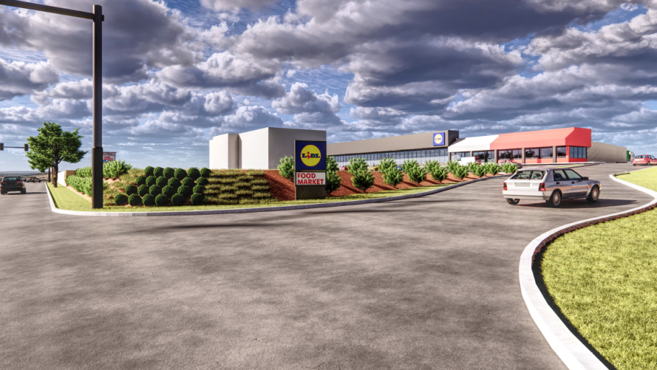 A rendering of the Yonkers Lidl grocery store.