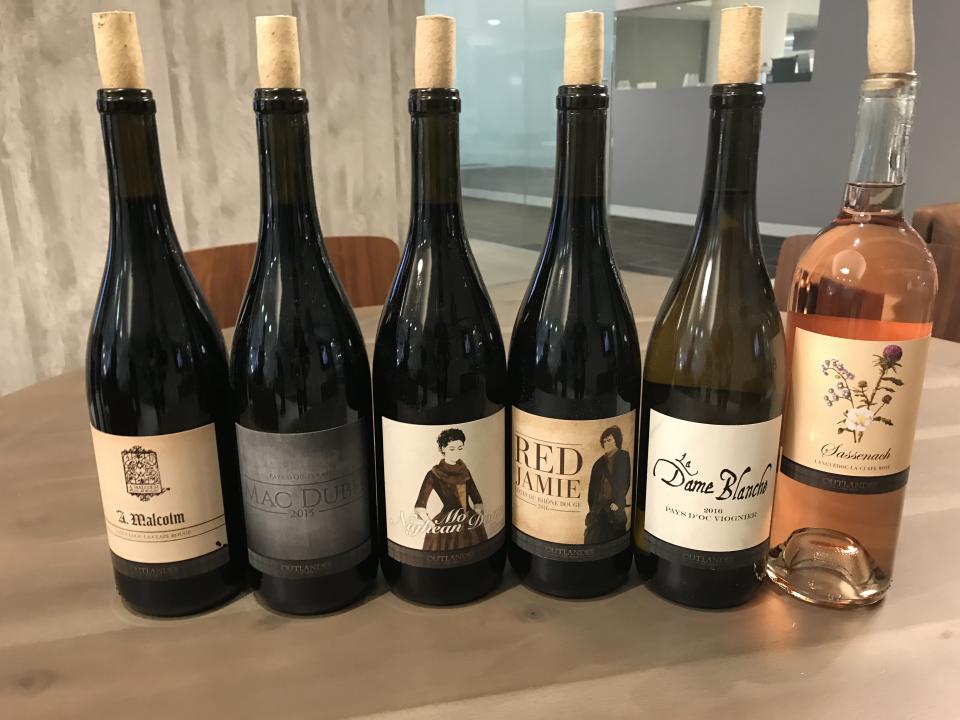 The six new bottles in the “Outlander: The Series” wine collection from Lot 18. (Photo: Leah Neuberth)