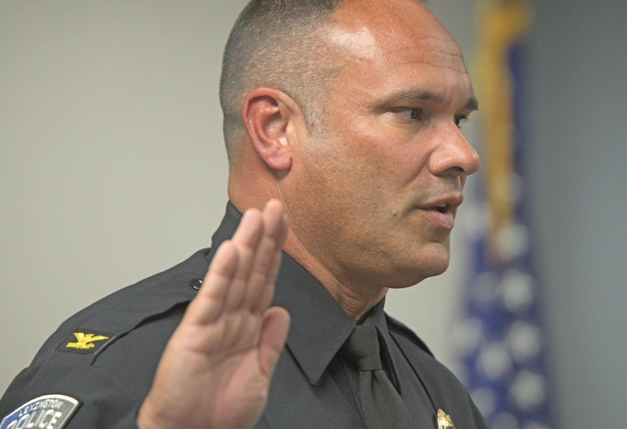 Troy Weaver is  sworn in as the new Lexington police chief, replacing the retired Brett Pauley.