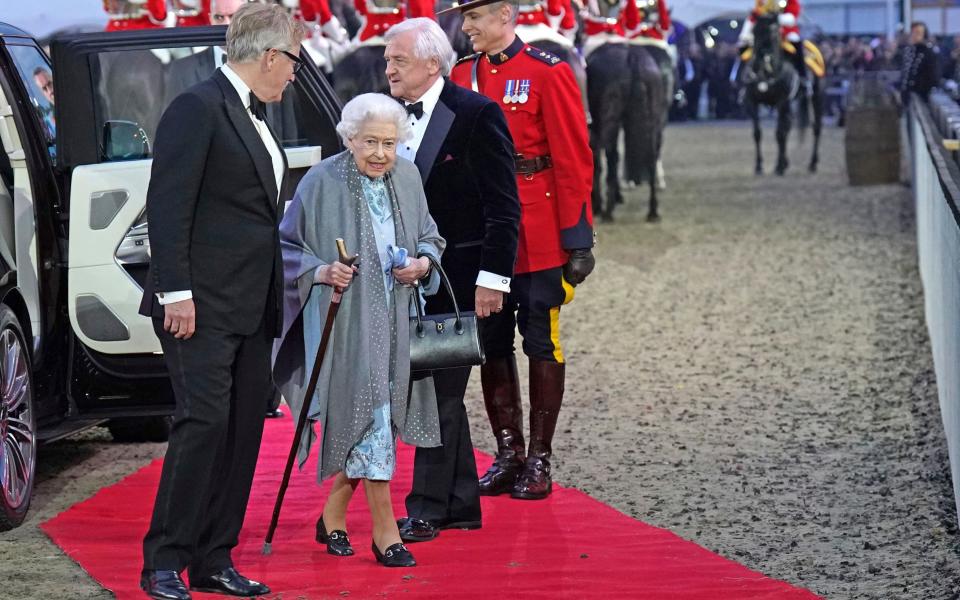 The Queen arrives for the Gallop Through History Platinum Jubilee celebration - Britain Royals Windsor Horse Show