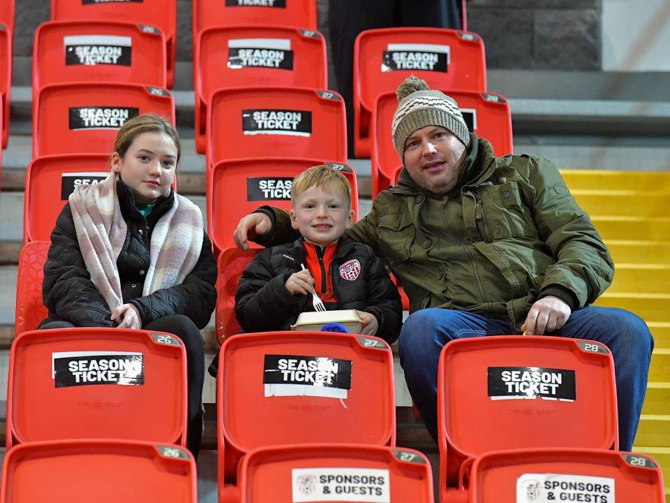 Derry City supporters at the Brandywell on Friday evening. Photograph: George Sweeney. (Photo: George Sweeney)