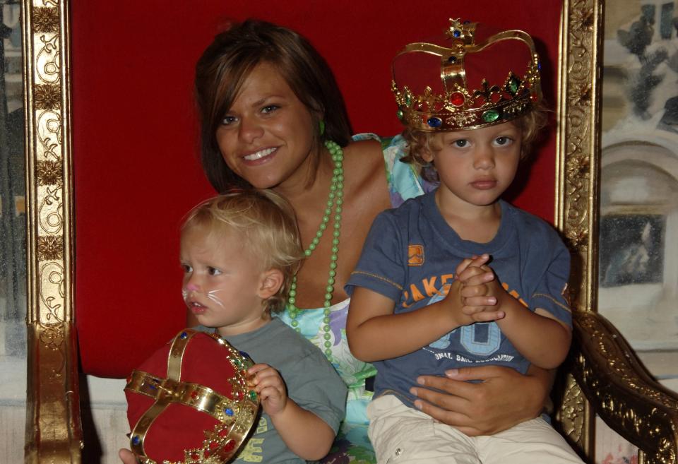 LJade Goody and her sons Bobby Jack (R) and Freddie arrive at the premiere of 