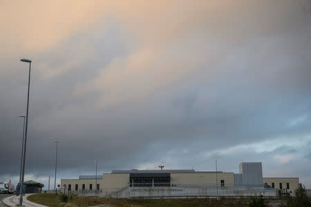 A view of the prison where three of the five men cleared of gang rape of a teenager and convicted of a lesser crime of sexual abuse are due to leave jail after being granted provisional release in Pamplona, Spain, June 22, 2018. REUTERS/Pablo Lasaosa