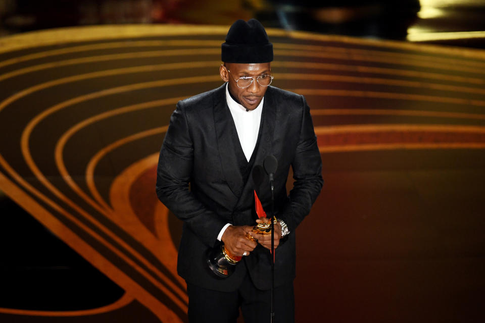 Mahershala Ali accepts the Actor in a Supporting Role award for 'Green Book' onstage during the 91st Annual Academy Awards at Dolby Theatre on Feb. 24, 2019.