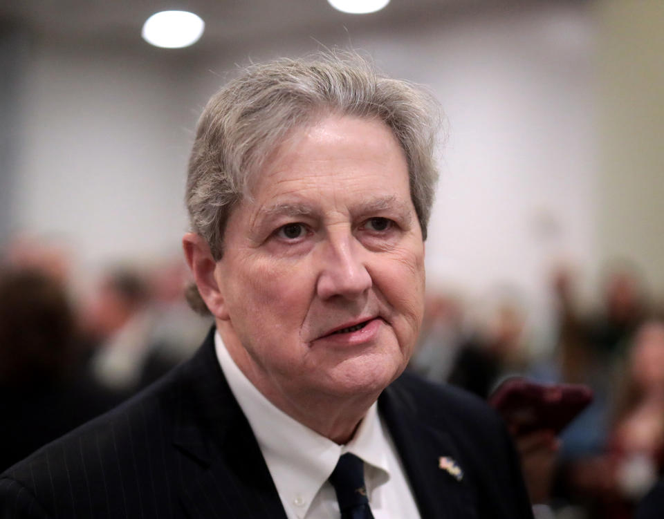 Sen. John Kennedy (R-LA) talks to reporters after attending briefing from administration officials on the coronavirus, on Capitol Hill February 25, 2020 in Washington, DC. (Mark Wilson/Getty Images)