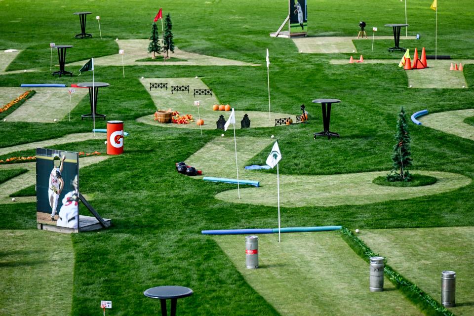 A view of the 18-hole golf course on Thursday, Sept. 19, 2024, at the Lugnuts' Jackson Field in Lansing. The 18-hole miniature golf course is open to the public through Sunday.