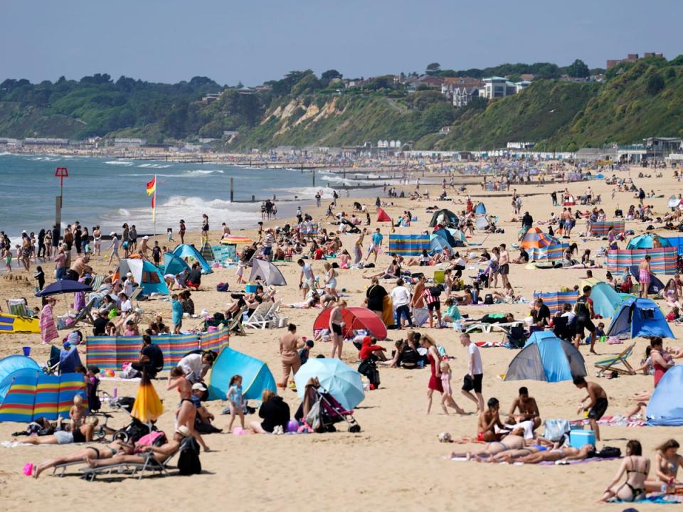 Bournemouth beach was busy again on Thursday (PA)