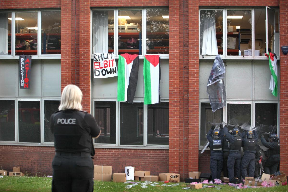 Palestine Action  activists storm computer software business in Holtspur Lane, High Wycombe,. Pic: Palestine Action <i>(Image: Palestine Action)</i>