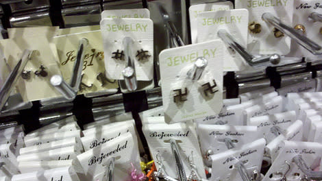 A Brooklyn jewelry store is selling earrings that look like swastikas. Photo courtesy of Gothamist