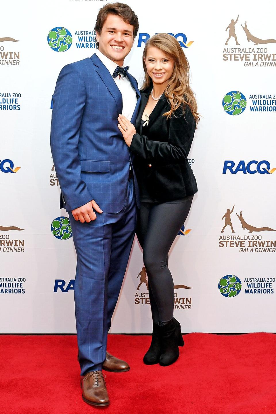 BRISBANE, AUSTRALIA - NOVEMBER 09: Bindi Irwin poses for a photo with fiance Chandler Powell at the annual Steve Irwin Gala Dinner at Brisbane Convention &amp; Exhibition Centre on November 09, 2019 in Brisbane, Australia. (Photo by Bradley Kanaris/Getty Images)