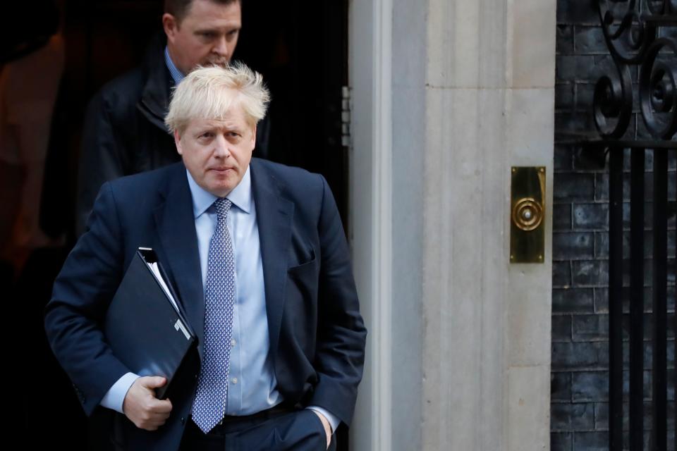 Britain's Prime Minister Boris Johnson leaves 10 Downing Street in central London on October 19, 2019. - British MPs gather on October 19 for a historic vote on Prime Minister Boris Johnson's Brexit deal, a decision that could see the UK leave the EU this month or plunge the country into fresh uncertainty. (Photo by Tolga AKMEN / AFP) (Photo by TOLGA AKMEN/AFP via Getty Images)