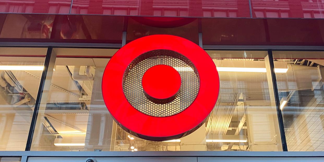 A Target logo on the front of a city store.