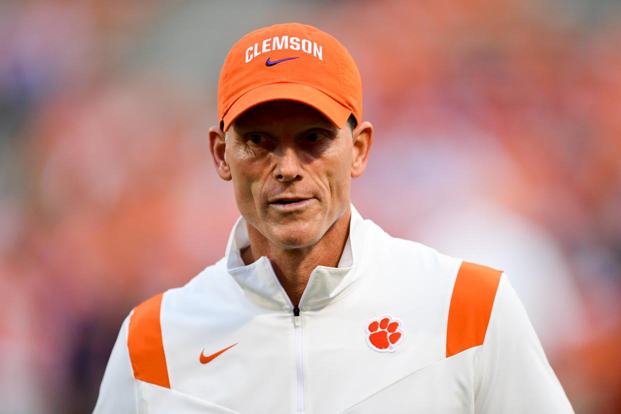 Oct 2, 2021; Clemson, South Carolina, USA; Clemson Tigers defensive coordinator Brent Venables prior to the game against the Boston College Eagles at Memorial Stadium. Mandatory Credit: Adam Hagy-USA TODAY Sports