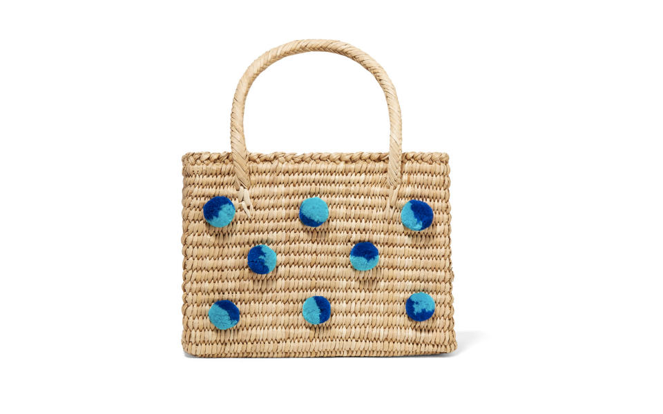 Nannacay Baby Maldives Pompom-embellished Woven Raffia Tote