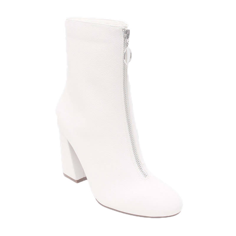 <a rel="nofollow noopener" href="http://rstyle.me/n/ctczt3chdw" target="_blank" data-ylk="slk:Keisa Patent Zip Front Booties, Who What Wear x Target, $45;elm:context_link;itc:0;sec:content-canvas" class="link ">Keisa Patent Zip Front Booties, Who What Wear x Target, $45</a>