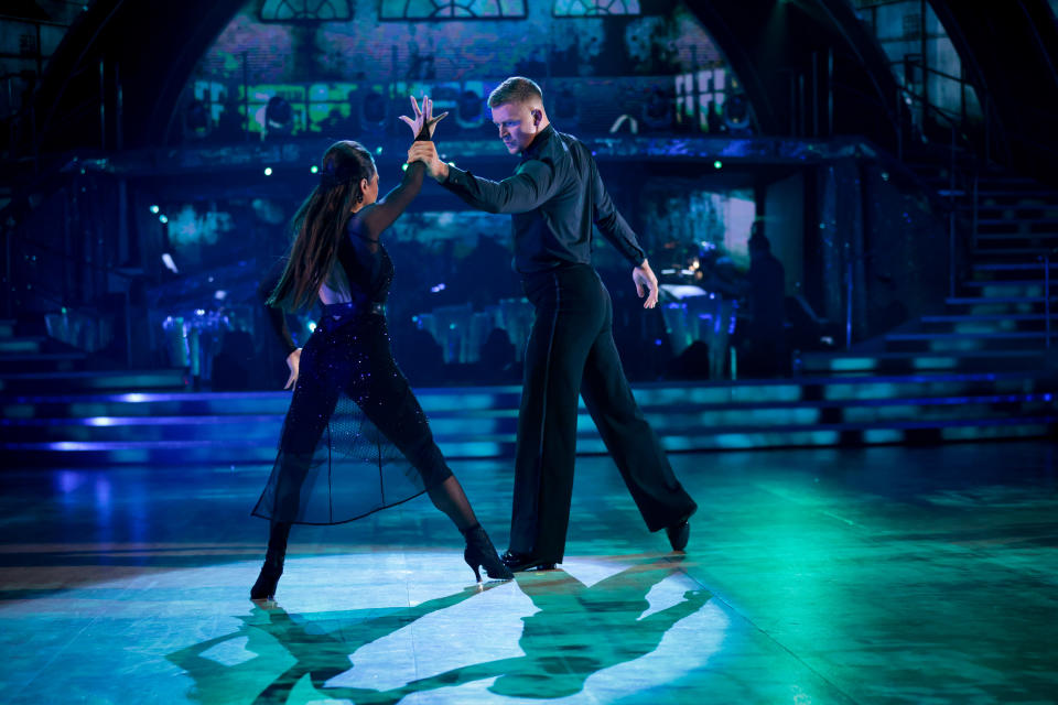 Adam Peaty and Katya Jones dance a passionate Argentine Tango on 'Strictly'. (BBC)