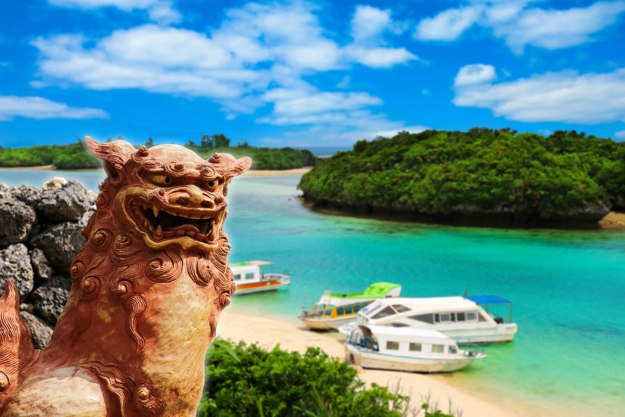 Okinawa Shisa and the beautiful sea. (Photo: Getty)