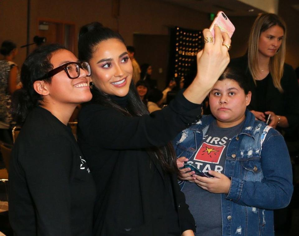 Shay Mitchell and students from First Star | JB Lacroix/Getty