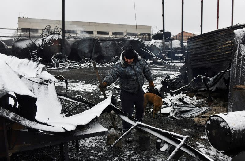 FILE PHOTO: Aftermath of recent shelling in Donetsk