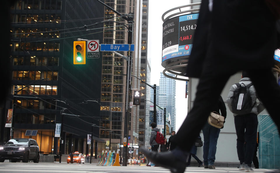 TORONTO, ON- MARCH 9  -  All the world markets including the Toronto Stock Exchange (TSX) suffered huge losses at concerns over COVID-19 (coronavirus) begin to increase  in Toronto. March 9, 2020.        (Steve Russell/Toronto Star via Getty Images)