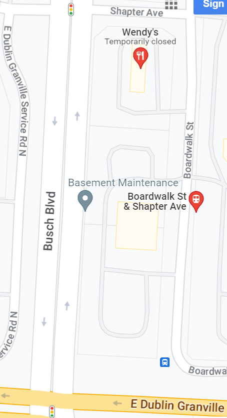 Map showing Busch Boulevard south of Shapter Avenue where Carlos Alvarado Dones, 57, was struck while crossing Busch by a pickup truck traveling northbound that did not stop.