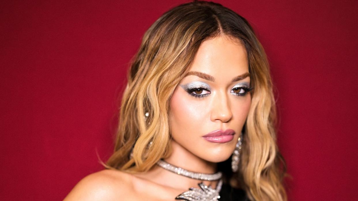 Rita Ora wears a diamond encrusted dress on her Instagram