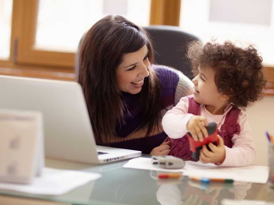 mom working from home