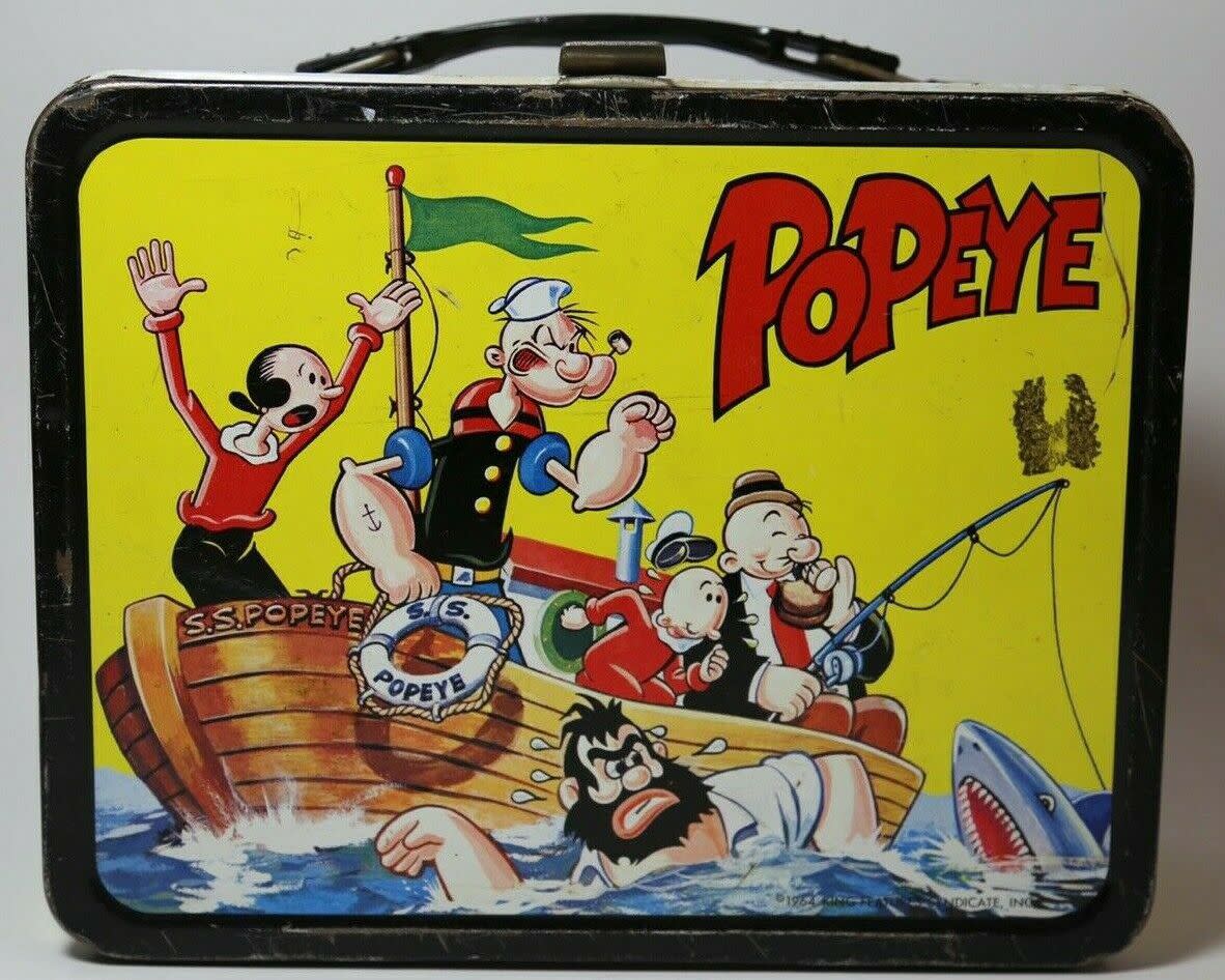 Vintage 1964 Popeye Comic Metal Lunch Box By Thermos