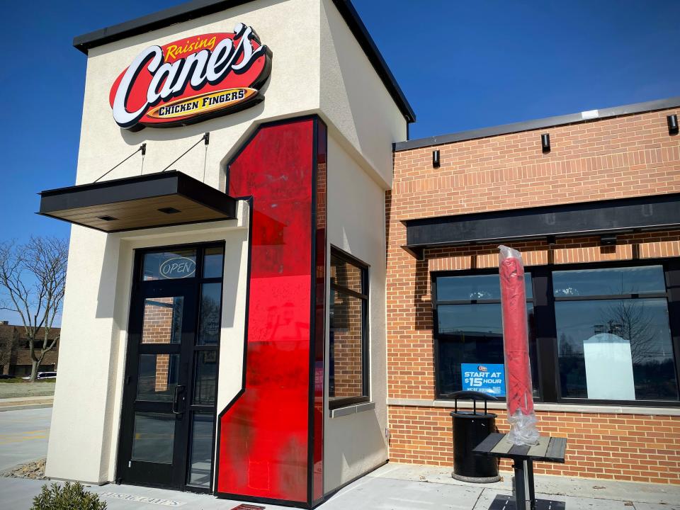 Delaware's first Raising Cane's in The Grove at Newark mixed-use development on Thursday, March 16, 2023.