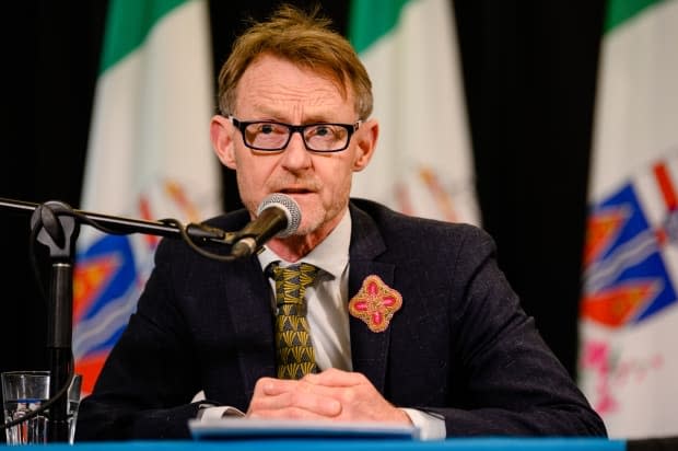 Yukon's Chief Medical Officer of Health Dr. Brendan Hanley at the Government of Yukon COVID-19 news conference in Whitehorse in April 2020.  (Government of Yukon/Alistair Maitland - image credit)