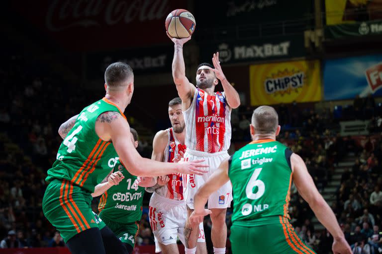 Liderado por Facundo Campazzo y Luca Vildoza, Estrella Roja es escolta en la Liga del Adriático