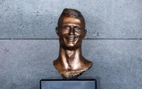 A bust of Cristiano Ronaldo is seen before the ceremony to rename Funchal Airport as Cristiano Ronaldo Airport in Funchal, Portugal March 29, 2017. REUTERS/Rafael Marchante