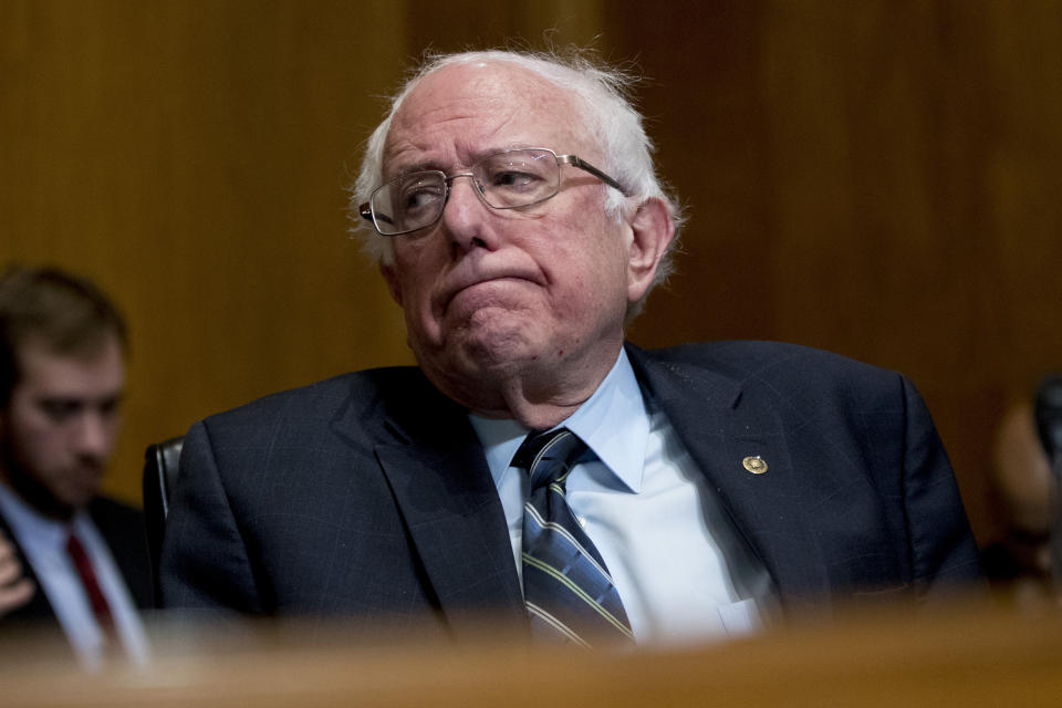 Sen. Bernie Sanders, independent-Vt., reacts after questioning Andrew Wheeler as he testifies at a Senate Environment and Public Works Committee hearing to be the administrator of the Environmental Protection Agency, on Capitol Hill in Washington, Wednesday, Jan. 16, 2019. (Photo: Andrew Harnik/AP)