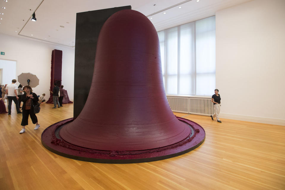 The art work 'Untitled' from 2010 by Indian Artist Anish Kapoor is displayed at the exhibition 'Kapoor In Berlin' at the Martin-Gropius-Bau museum in Berlin, Friday, May 17, 2013. The exhibition will run from May 18, until Nov. 24, 2013. (AP Photo/Markus Schreiber)