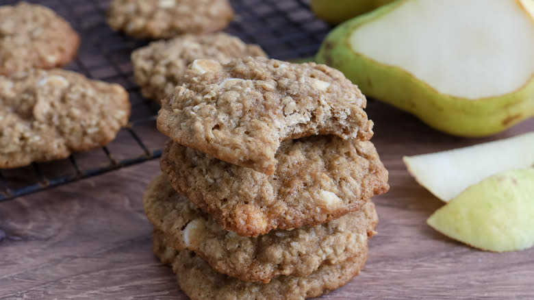 stacked pear oatmeal cookies
