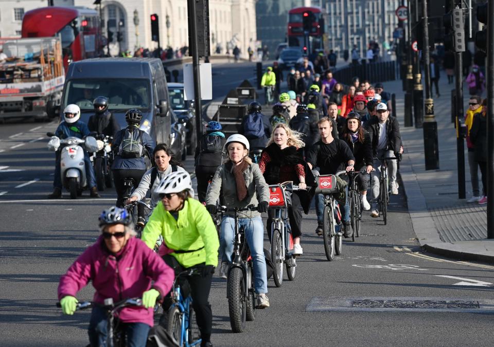 On your bikes, get set, go: the cycle lane across Westminster bridge (AFP via Getty Images)