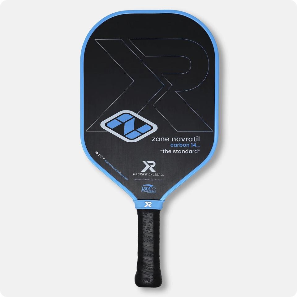 This product image shows the Zane Navratil Signature pickleball paddle from ProXR Pickleball. With the rise of pickleball has come a new world of holiday gift options. (ProXR Pickleball via AP)