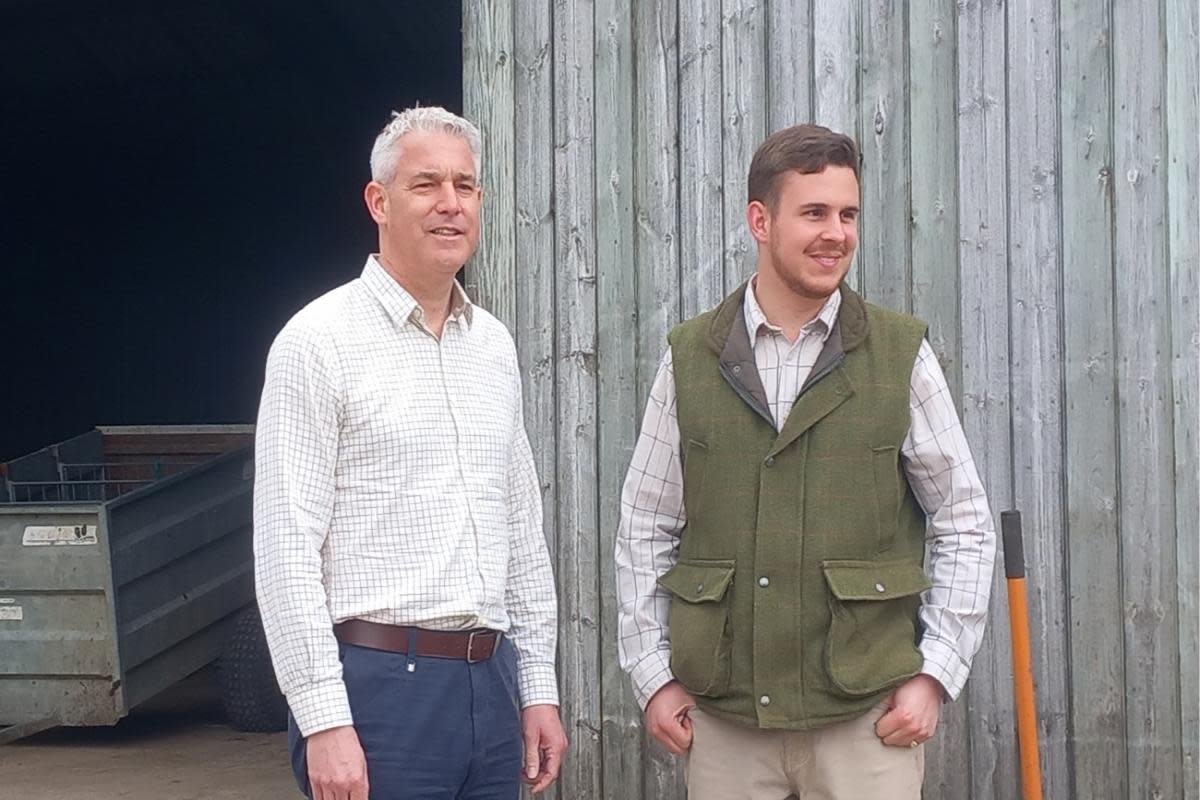 Environment minister MP Steve Barclay with west Dorset farmer Harry Coutts <i>(Image: Andy Jones)</i>