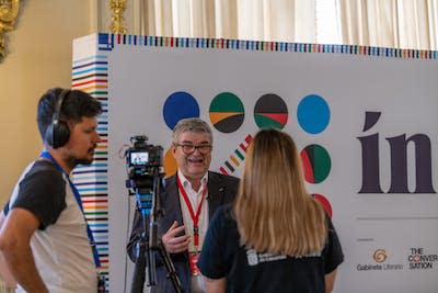 José Joaquín Hernández Brito presentó la Plataforma Oceánica de Canarias durante la jornada. Sabrina Ceballos y Ernesto R. Ageitos, <a href="http://creativecommons.org/licenses/by/4.0/" rel="nofollow noopener" target="_blank" data-ylk="slk:CC BY;elm:context_link;itc:0;sec:content-canvas" class="link ">CC BY</a>