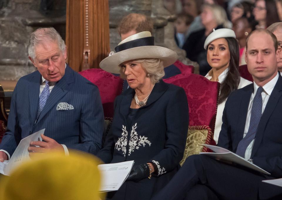 Prince Charles, left, will walk Meghan Markle, second from right, down the aisle at her royal wedding to Prince Harry on Saturday. (Photo: WPA Pool via Getty Images)