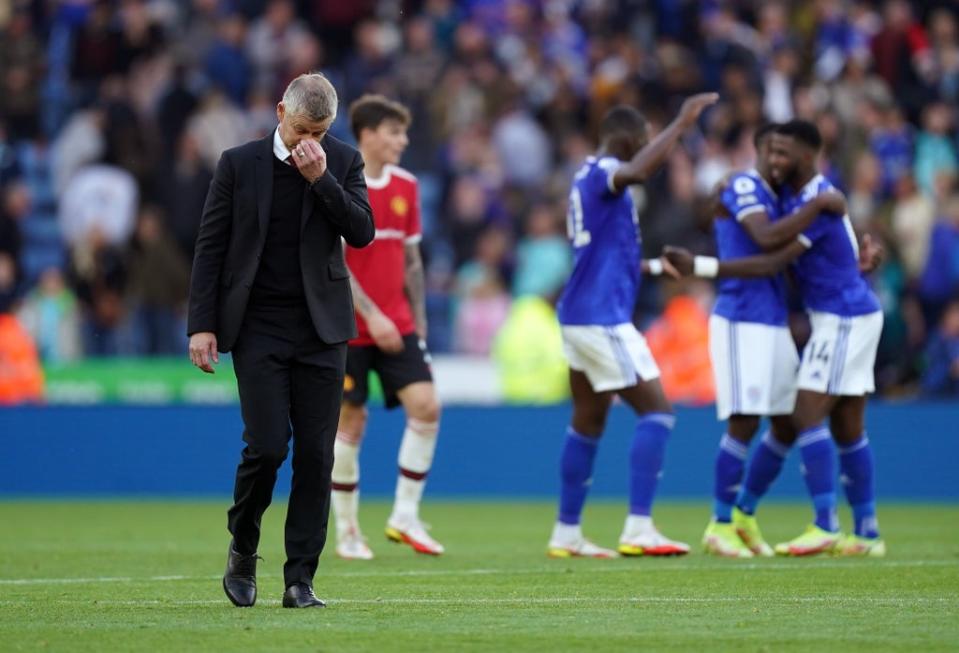 Solskjaer after the defeat to Leicester City (PA)