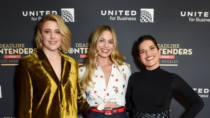 greta gerwig, margot robbie and america ferrera at deadline contenders film los angeles held at the directors guild of america on november 18, 2023 in los angeles, california photo by gilbert floresdeadline via getty images