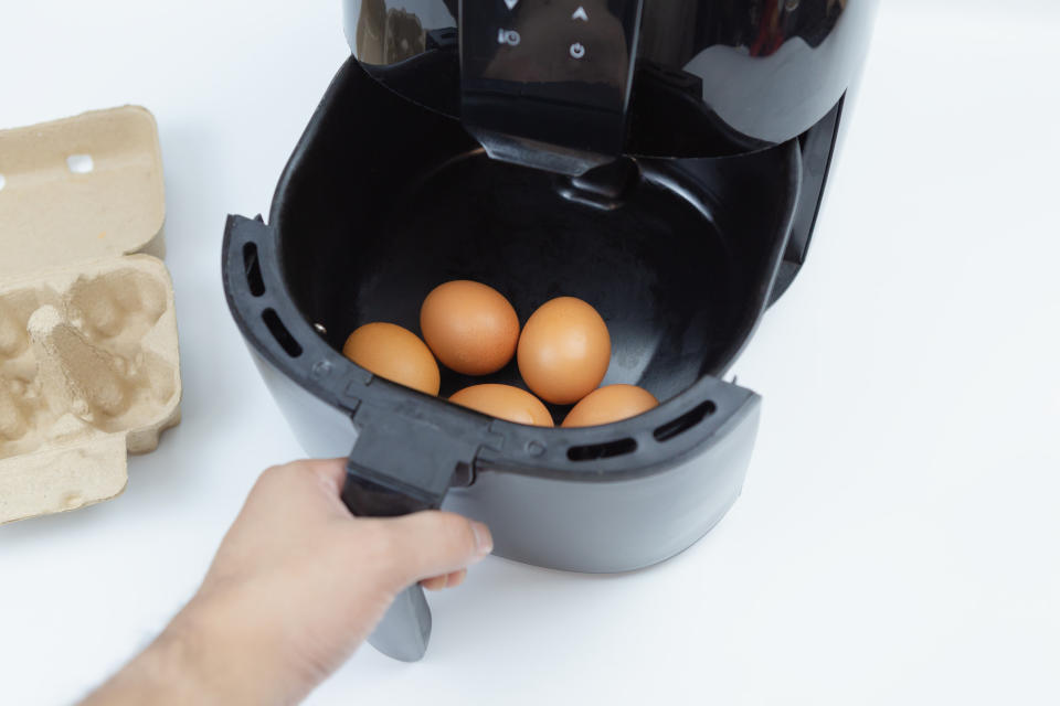 Eggs in an air fryer.